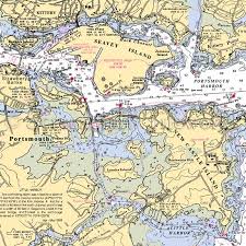 New Hampshire Portsmouth New Castle Nautical Chart Decor