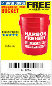 Use our valid harbor freight promo and free shipping codes. Free Harbor Freight Bucket When You Spend 24 99 Harbor Freight Coupons