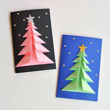 Separate the tree layers and flip them back and forth to make sure they swing freely. Christmas Tree Card Easy 3d Paper Tree Card One Little Project