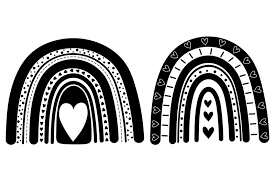Download Black Rainbow Valentine S Day Silhouettes Rainbow Heart Svg By Irinashishkova Thehungryjpeg Com