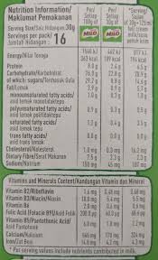 Nutritional value of a cooked product is provided for the given weight of cooked food. Nestle Milo Breakfast Cereal 500 G