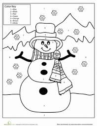 Printable winter activity pages a wonderful way for young kids to embrace all the wonders of winter. Snowman Color By Number Worksheet Education Com