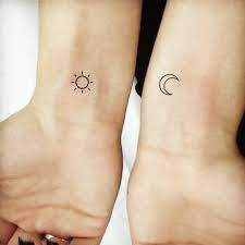 Matching Moon And Sun Temporary Tattoo Set Of 22 Etsy Matching Friend Tattoos Friend Tattoos Cute Matching Tattoos