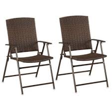 Barrington Wicker Bistro Folding Chairs In Brown Set Of 2 Patio Furniture Dining Set Outdoor Chairs Balcony Chairs
