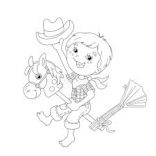 Coloring a lighthouse on an island picture. Coloring Page Outline Of Cartoon Boy Playing Cowboy With Toy Horse Stock Vector Illustration Of Horse Painting 71825175