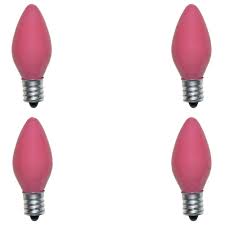 Meridian 4 Watt Incandescent Pink C7 Light Bulb 4 Pack Night Light Bulbs Colored Light Bulbs Bathroom Night Light