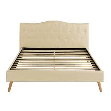 The rest of the frame is upholstered in a matching high quality thick leatherette. Classic Deluxe Bonded Leather Platform Bed With Wooden Slats In Ivory Overstock 12183845