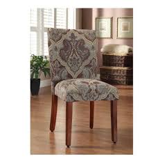 Parson Chairs Set Of 2 Dining Chair Upholstered Brown And Blue Paisley Pattern Homepop Elegant Parsons Dining Chairs Patterned Dining Chairs Dining Chairs
