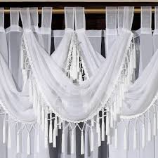 Tab top grey paardebloem valance, grijs/witte bloemenvalance, raambehandeling. Rajah Pearl Semi Sheer Window Treatment