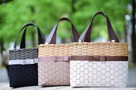 sac de ruban ナチュラル系 モカ バッグ ppバンド かご クラフトバッグ