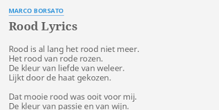 Watch the video for rood from marco borsato's symphonica in rosso for free, and see the artwork, lyrics and similar artists. Rood Lyrics By Marco Borsato Rood Is Al Lang