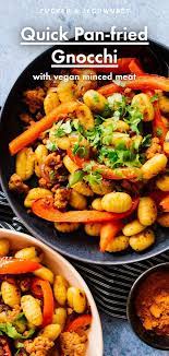 Quick Pan Fried Gnocchi With Vegan Minced Meat And Bell Pepper Recipe In 2021 Stuffed Peppers Stuffed Bell Peppers Recipes