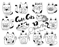 Cats Clip Art Doodles Pet Hand Drawn Vector Commercial Use Etsy In 2020 How To Draw Hands Animal Clipart Clip Art