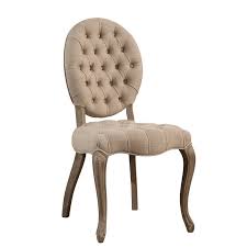 Reminiscent Of A Paris Flea Market Find This Tufted Dining Chair Has A Subbed Linen Blend Upholstery I Tufted Dining Chairs Velvet Dining Chairs Dining Chairs