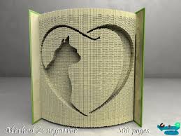 Cat In Heart Book Folding Pattern Diy Template Instruction Foldbook Folded Book Patterns Book Art Book Fo Book Folding Patterns Pattern Art Book Folding