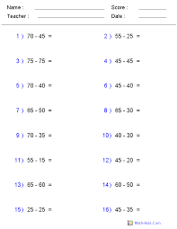 subtraction worksheets dynamically created subtraction