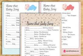 Free Printable Name That Song Baby Shower Game In 2020 Free Printable Baby Shower Games Baby Shower Printables Printable Baby Shower Games