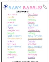 Baby Babble W Answer Baby Shower Wording Baby Shower Fun Free Printable Baby Shower Games