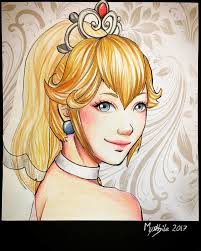 Draw a sweeping, curved m shaped line across the top of the face to indicate the hair. Artstation Princess Peach Fan Art Wedding Dress Chloe Washington Smith