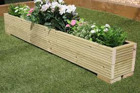 Outdoor Wooden Garden Planter Trough Treated Timber - 150x22x23 (cm)