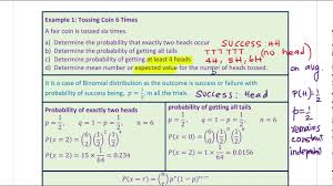 Binomial Probability Distribution Expected Value Mean Variance Test Examples Anil Kumar Igcse Ibsl Youtube