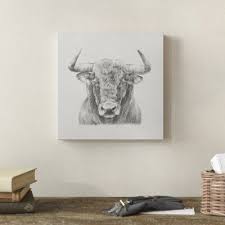 Black And White Bull Canvas Millwood Pines Black And White Bull Painting On Canvas Size 12 H X 12 W X 1 25 D In 2020 Bull Painting Painting Canvas