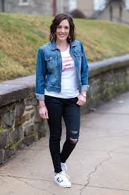 Womens Black And Blue Denim Jacket How To Wear A Denim Jacket Denim Jacket Women Blue Jean Jacket Outfits Jean Jacket Outfits