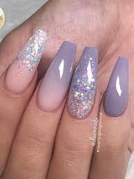 Share them with your friends now! Cute Lavender Grey Ombre And Glitter On Long Coffin Nails Set Winternailsacry Cute Lavender Coffin Nails Long Long Acrylic Nails Coffin Nails Designs