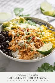 Slow Cooker Chicken Burrito Bowl Mexican Chicken Joyous Apron Recipe Slow Cooker Chicken Chicken Burritos Chicken Burrito Bowl