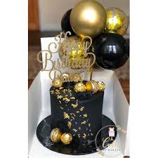 Confetti Balloon Cake Topper 5 Chrome Gold Bunting Arch Garland Party Birthday Wedding Hen Baby Engaged Cake One Black Gift In 2021 Birthday Cakes For Men Black And Gold Birthday Cake