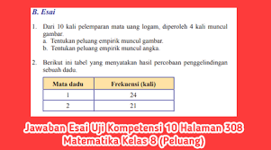 Uji kompetensi 6 matematika kelas 8 semester 2 hal 47 nomor 8. Jawaban Esai Uji Kompetensi 10 Halaman 308 Matematika Kelas 8 Peluang Bastechinfo