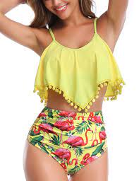 Coastal Rose Women S High Waisted Bathing Suits Ruffle Flounce Two Piece Bikini Sets Cutout Swimsuits Affiliate Swimsuits Bathing Suits Girls Bathing Suits
