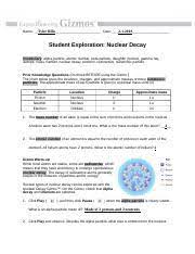 Several types of nuclear decay can be explored with the nuclear decay gizmo™. Nucleardecayse Tyler Docx Name Tyler Rillo Date Student Exploration Nuclear Decay Vocabulary Alpha Particle Atomic Number Beta Particle Daughter Course Hero