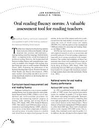 Pdf Oral Reading Fluency Norms A Valuable Assessment Tool