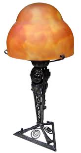 Wrought Iron Table Lamp With Daum Freres Shade Art Deco Lighting French Art Deco Table Art Deco Table Lamps