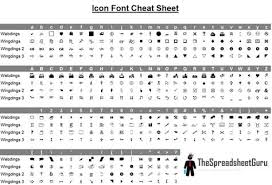 Wingdings Webdings Font Icon Character Map Printable Cheat Sheet
