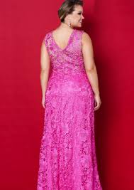 Hotpink Round Neckline Lace Floor Length Plus Size Evening Dress Prom Dresses Mother Of The Bride Dresses Vestidos Vestidos De Noite Vestido De Formatura