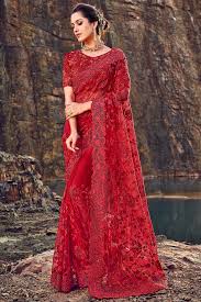 Explore our online saree collection and shop wedding, party wear, ethnic traditional sarees in india available in various style, color for special occasions. Buy Designer Crimson Red Embroidered Party Wear Saree Online Like A Diva