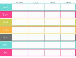 meal plan chart template planning template