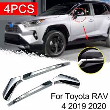 A chrome color representation of an elaborate. Exterior Accessories For Toyota Rav4 Rav 4 2019 2020 Abs Chrome Side View Rearview Mirror Cover Molding Trim Protection Sticker Chromium Styling Aliexpress