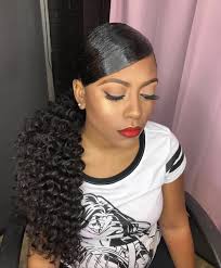 Next Hairstyle Ideas Wedding Party In 2019 Weave Ponytail Hairstyles Side Ponytail Glatter Pferdeschwanz Glatte Haare Lockige Frisuren