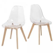Chaise Chloe Transparente Pieds Naturel X2 Gifi 404185x 69e