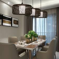Black Drum Shape Ceiling Light Single Light Bamboo Antique Style Pendant Lighting For Dining Room Beautifulhalo Com