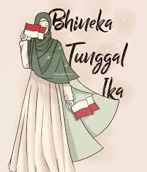 Sebagai pengingat dan penguat akan keberagaman, sehelain kain putih dengan tulisan bhinneka tunggal ika dicengkeram kuat oleh kaki sang garuda. Kartun Muslimah Selamat Hari Lahir Pancasila Bhinneka Facebook
