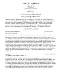 construction estimator sample resume