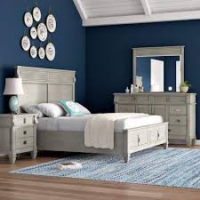 Beachcrest Home Vasilikos Solid Wood Construction Platform 4 Piece Bedroom Set Wayfair Blue Bedroom Blue Bedroom Walls Blue Feature Wall Bedroom