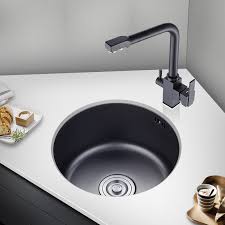 black nano round sink single slot 304