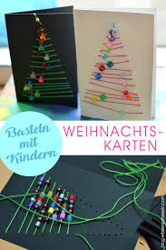 Grafische Weihnachtskarten Advents Basteln Mit Schulkindern Basteln Mit Kinden Weihnachtskarten Mit Perlen Sticken Bzw Nahen Diy Christmas Cards Christmas Crafts For Kids Xmas Crafts