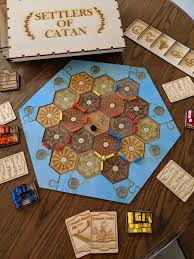 Settlers Of Catan Hand Painted Version Of Our Custom Wooden Board Game With Engraved Wooden Storage Box For 4 Play Wooden Board Games Board Games Catan Board