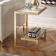 Retro coffee table sofa side small night stand end tray bedroom furniture 13x13x20in. Nordic Living Room Sofa Side A Few Small Coffee Table Wrought Iron Glass Creative Side Table Bedroom Simple B Mobelideen Metallmobel Beistelltisch Mit Stauraum